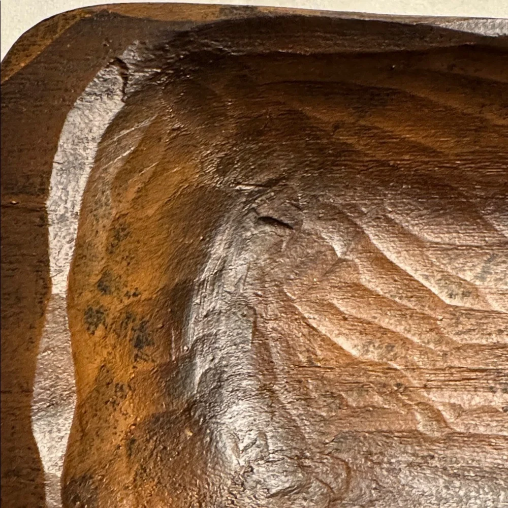 Hand-Carved Brown Wooden Dough Bowl - Rustic
